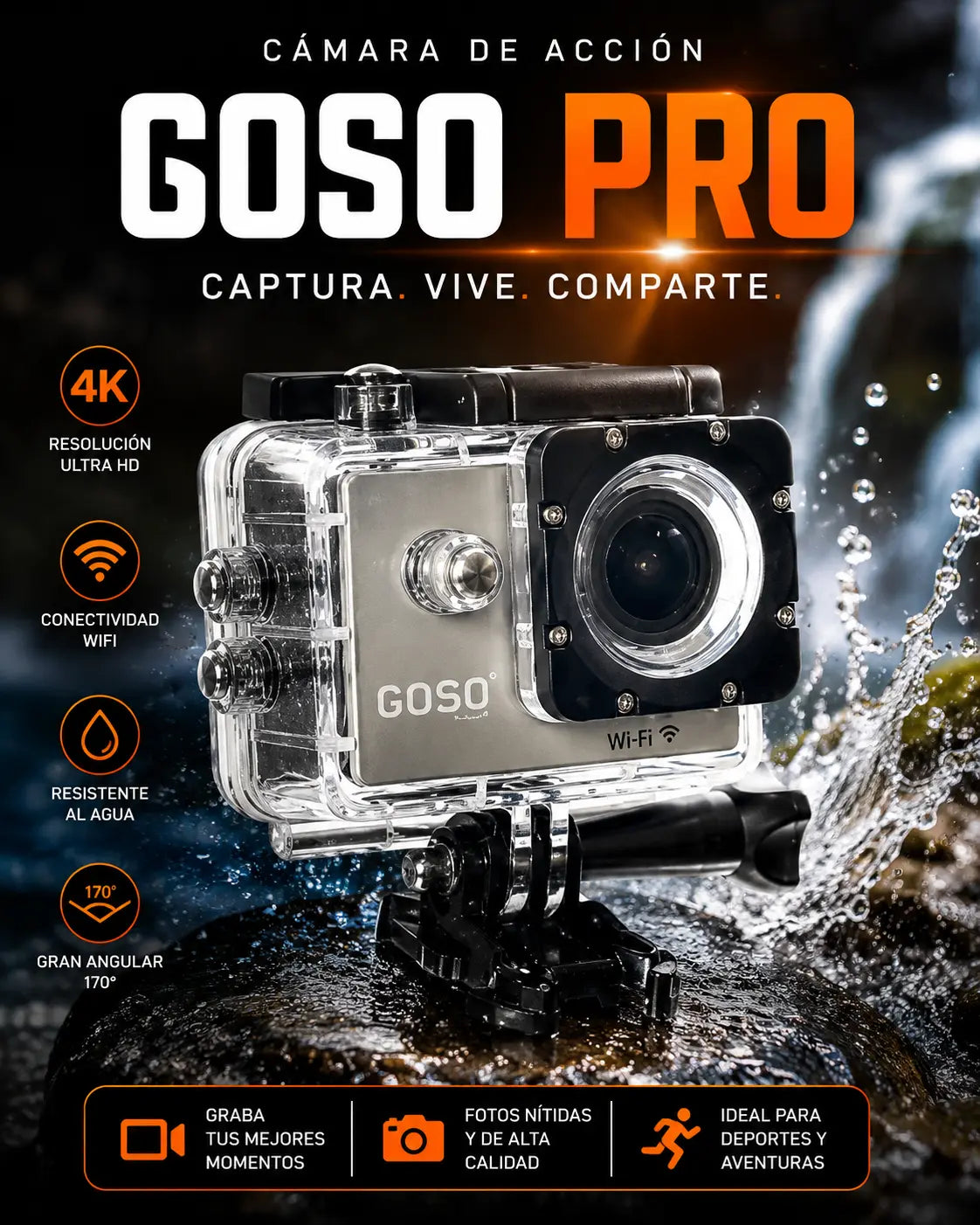 Cámara GoPro Ultra HD Impermeable [GRABA CON LA MÁXIMA CALIDAD]
